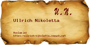 Ullrich Nikoletta névjegykártya